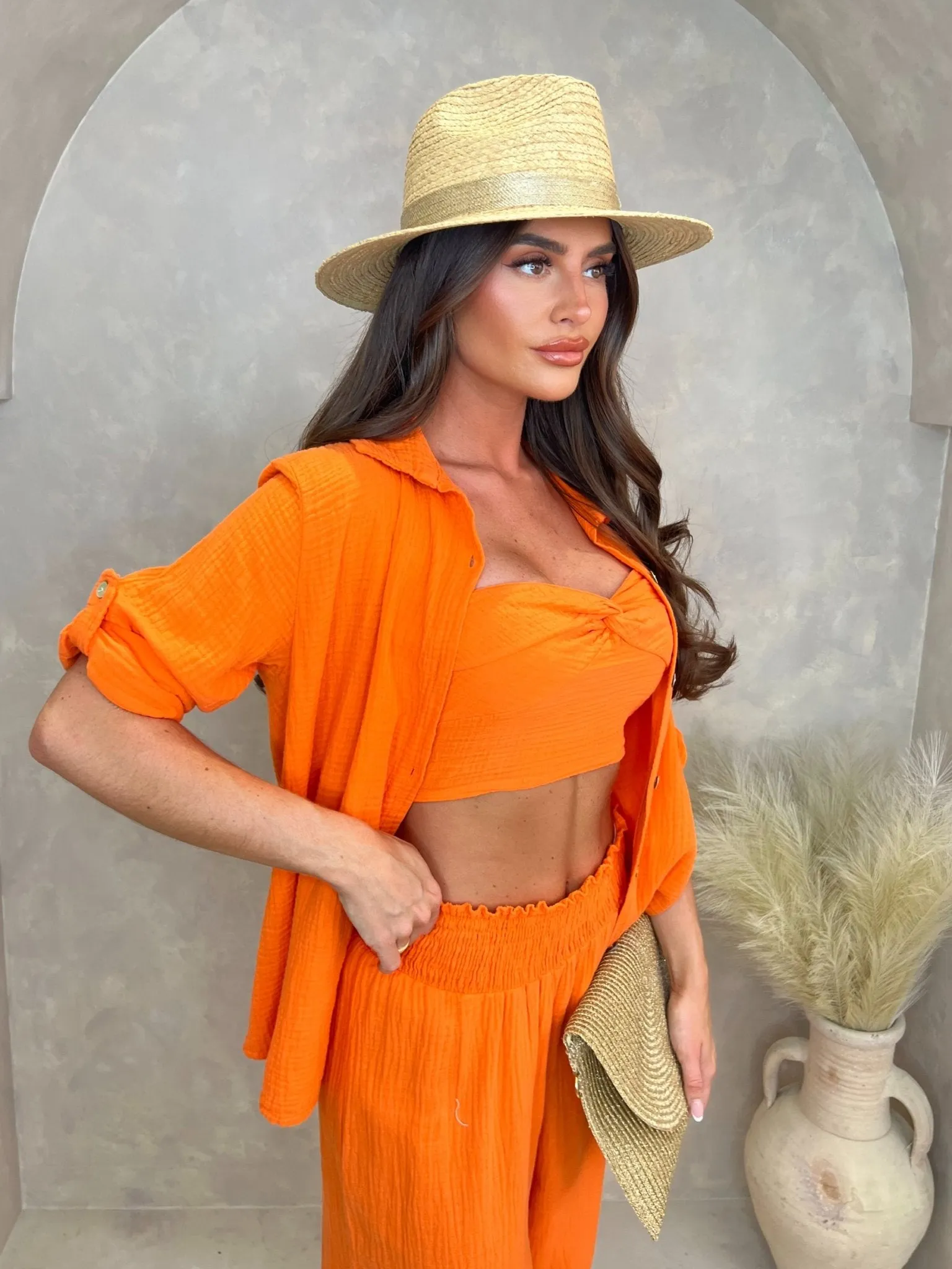 Orange Santorini Knot Front Bandeau Top