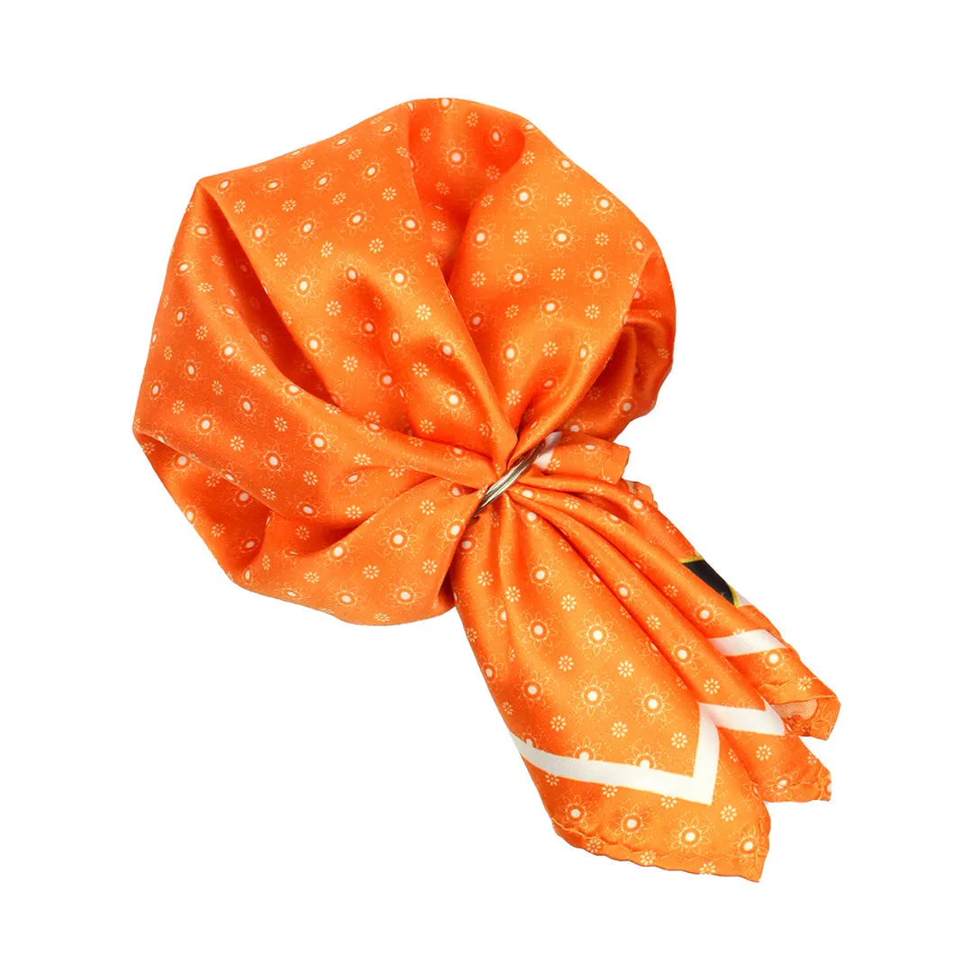 Peluche Mandarin Flora Orange Broad Neck Tie & Pocket Square Set for Men