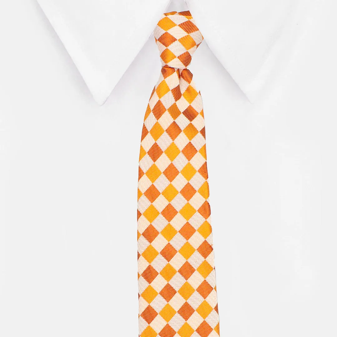 Peluche Natty Orange Neck Tie & Pocket Square Set for Men