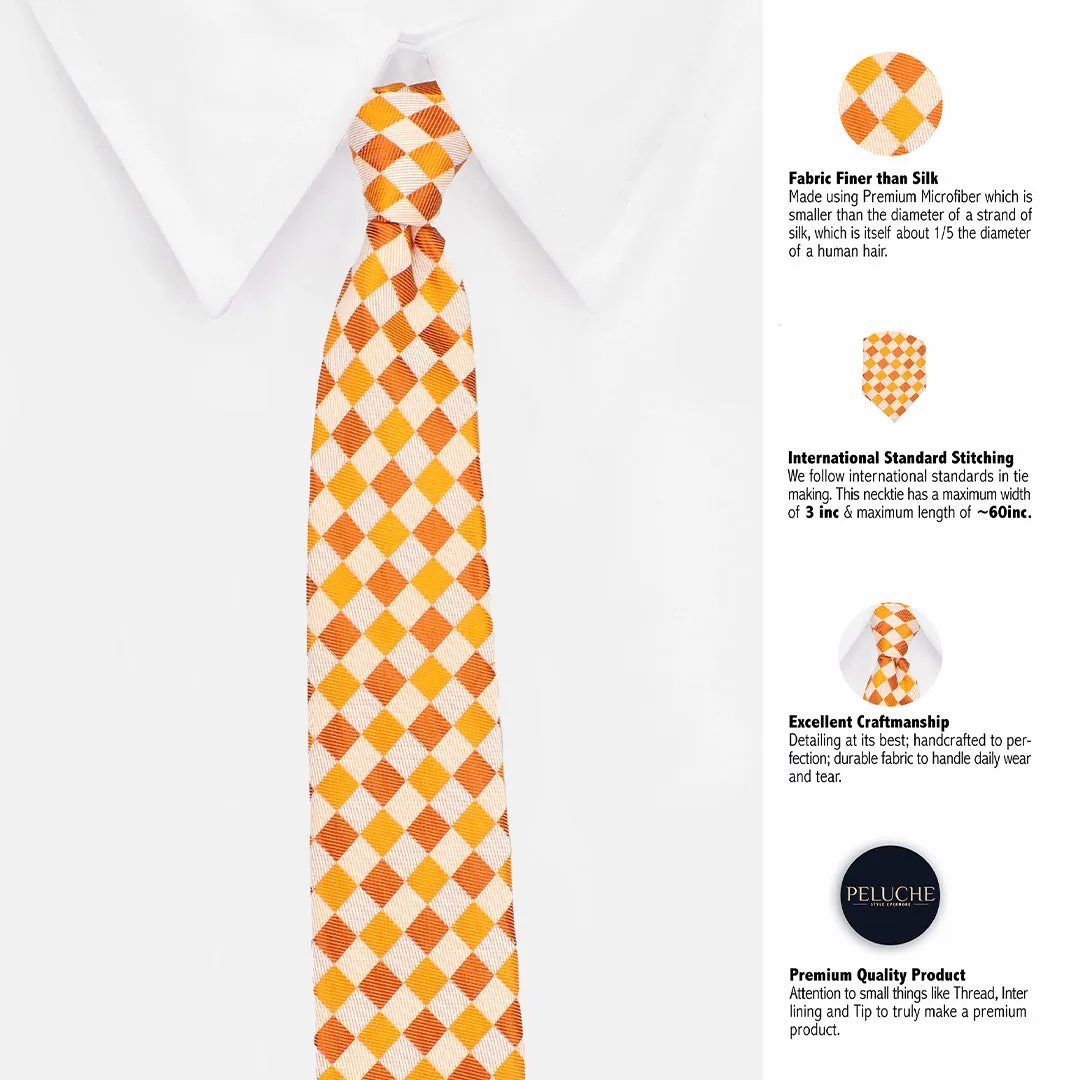 Peluche Natty Orange Neck Tie & Pocket Square Set for Men