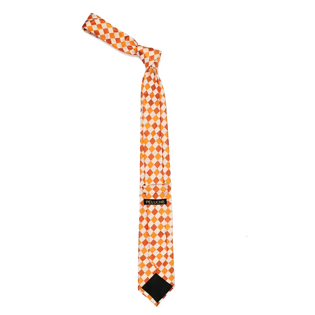 Peluche Natty Orange Neck Tie & Pocket Square Set for Men