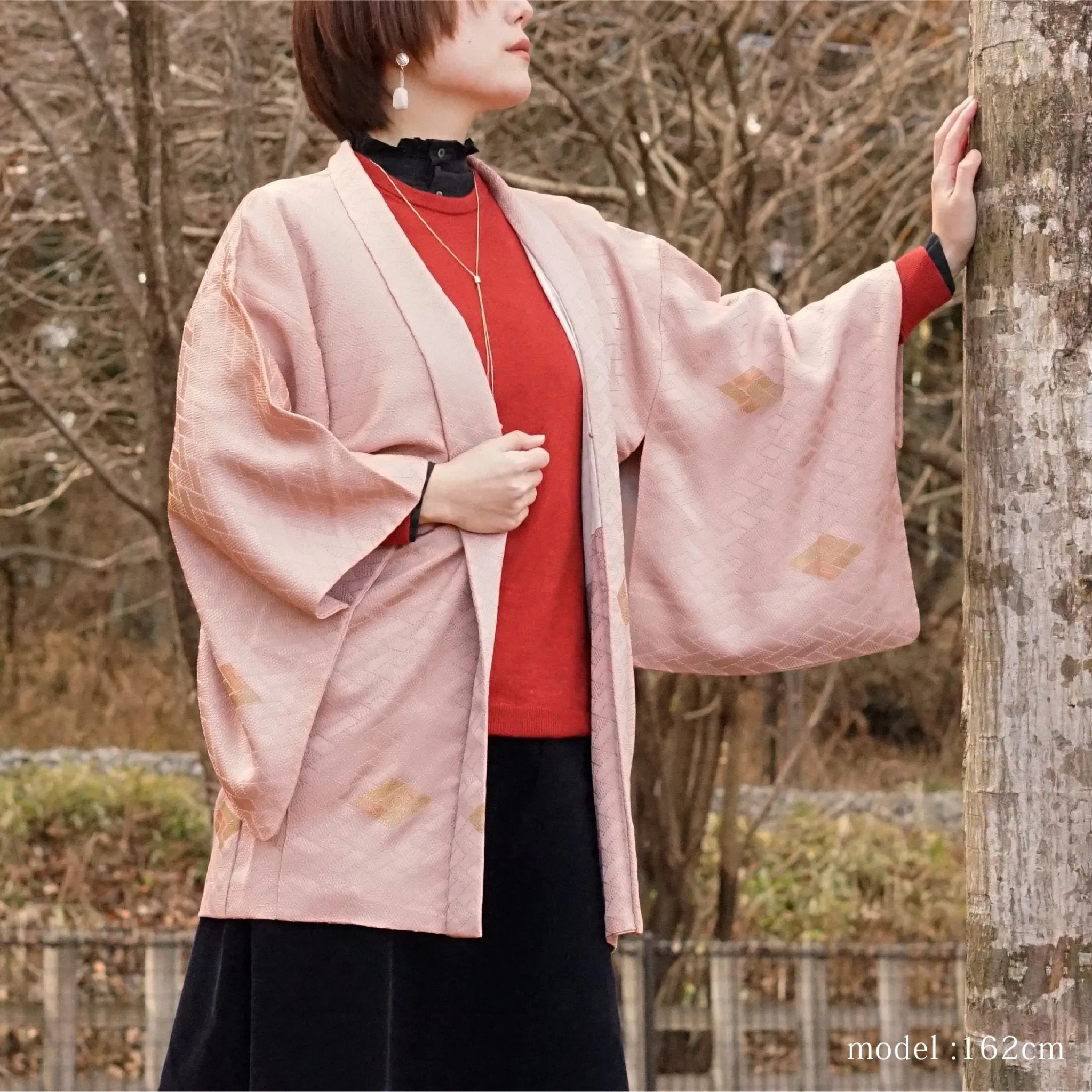 Pink haori with diamond design