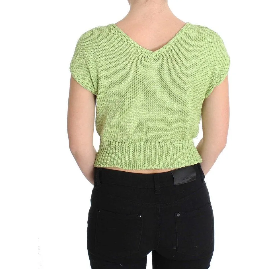 PINK MEMORIES Elegant Green Knitted Sleeveless Vest Sweater