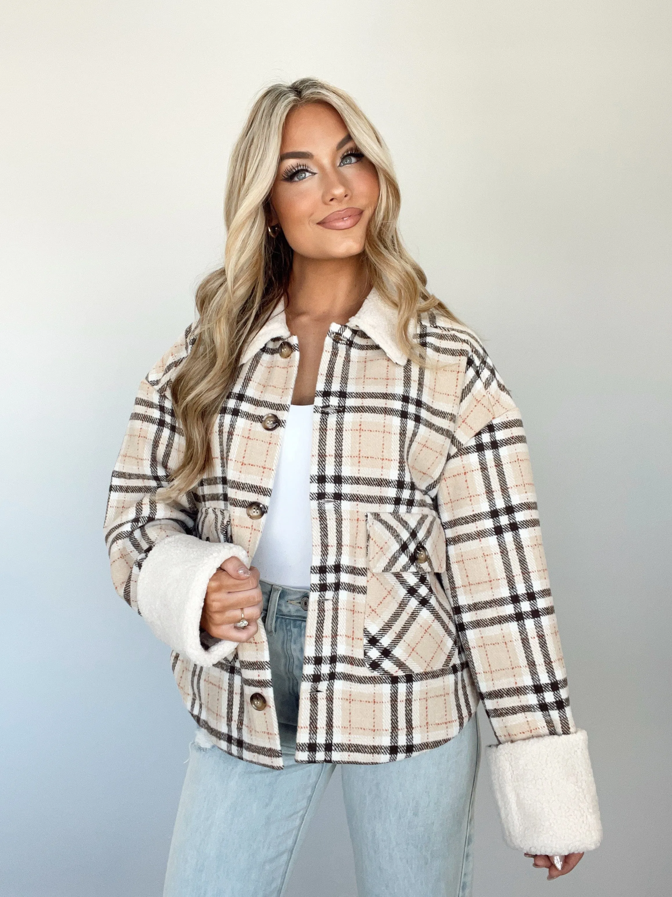 Plaid Cheer Sherpa Jacket