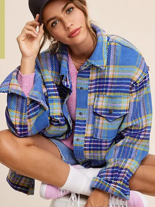 Plaid Friday Snap Button Oversized Shacket