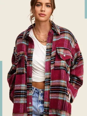 Plaid Friday Snap Button Oversized Shacket