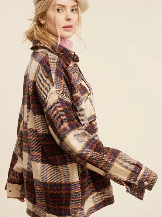 Plaid Friday Snap Button Oversized Shacket