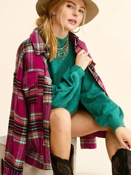 Plaid Friday Snap Button Oversized Shacket