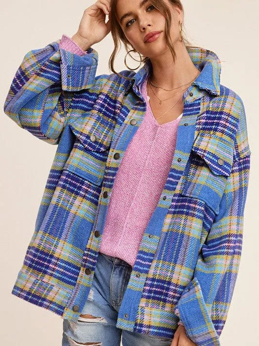 Plaid Friday Snap Button Oversized Shacket