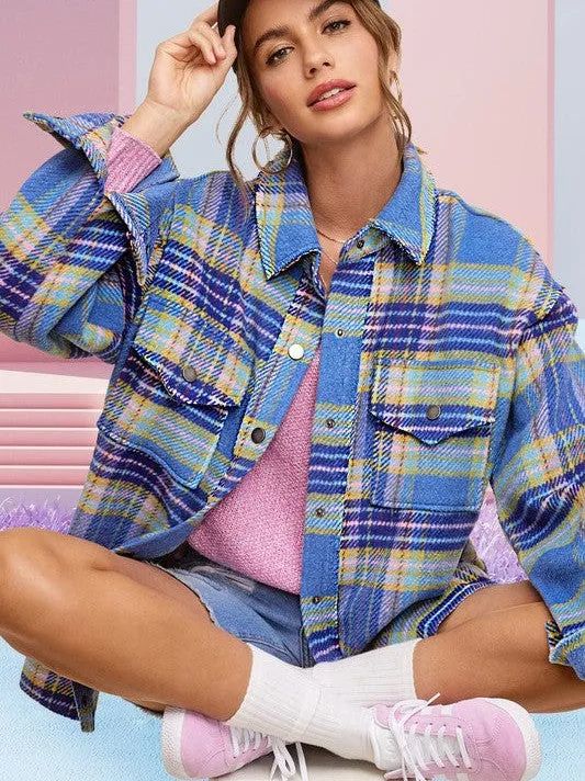 Plaid Friday Snap Button Oversized Shacket