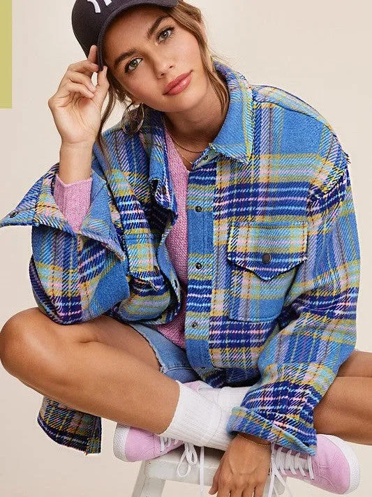 Plaid Friday Snap Button Oversized Shacket