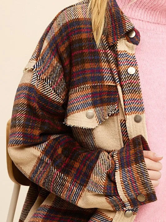 Plaid Friday Snap Button Oversized Shacket