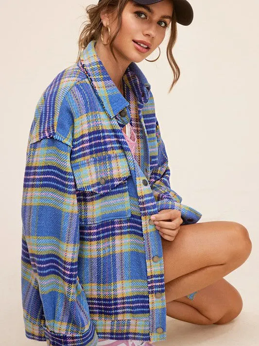 Plaid Friday Snap Button Oversized Shacket