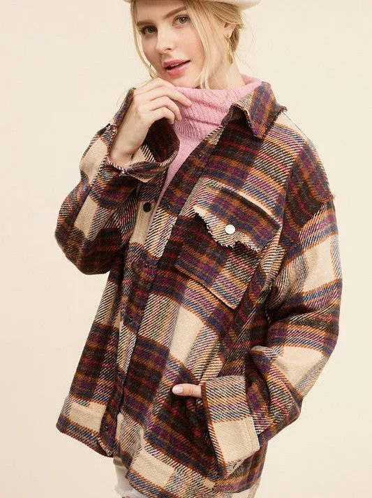 Plaid Friday Snap Button Oversized Shacket