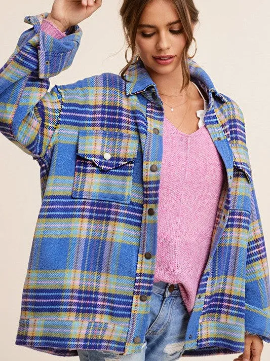 Plaid Friday Snap Button Oversized Shacket