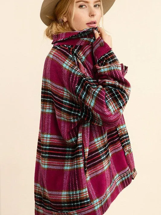 Plaid Friday Snap Button Oversized Shacket