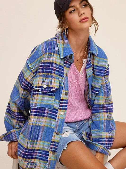 Plaid Friday Snap Button Oversized Shacket