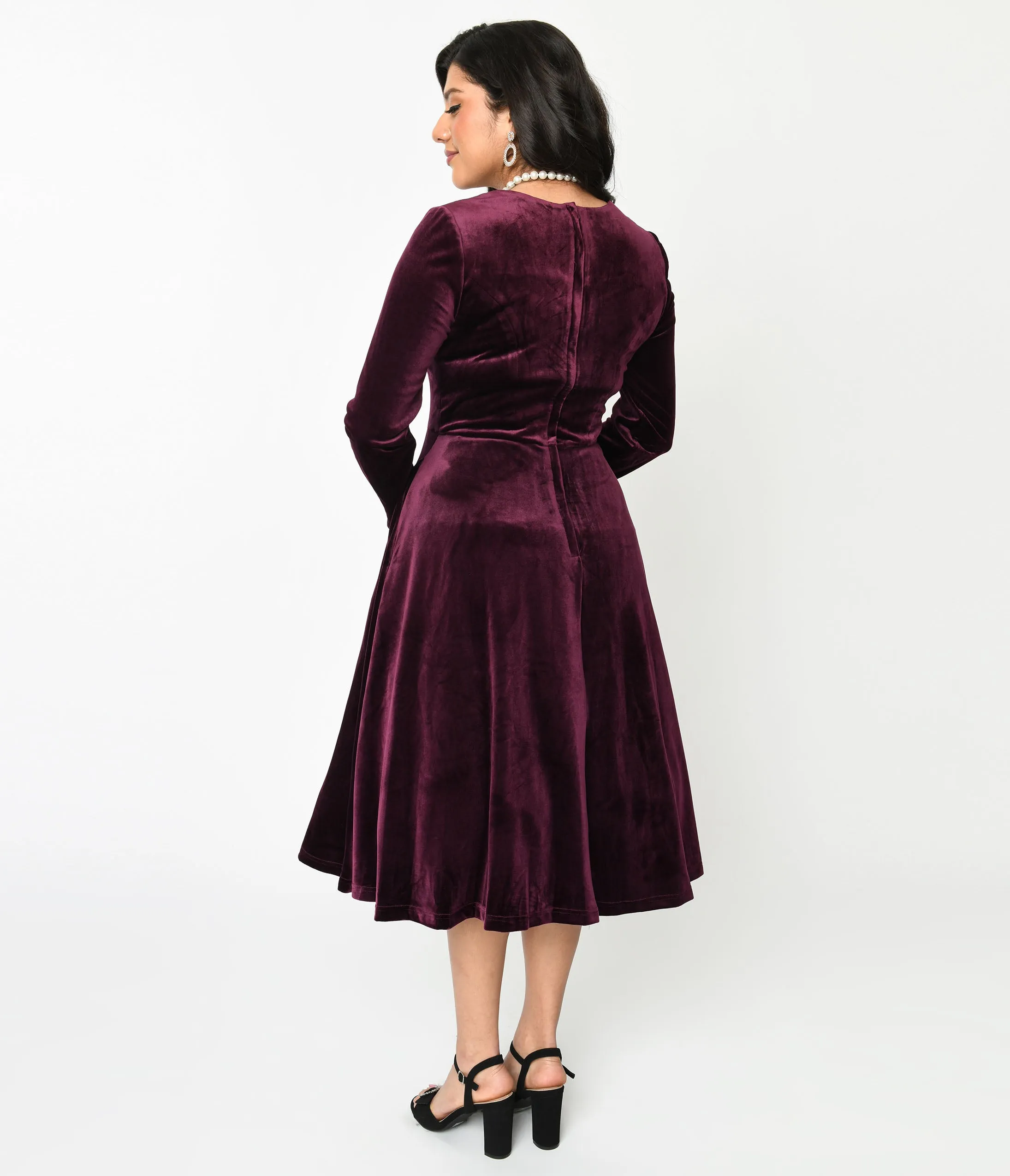 Plum Wine Velvet Swing Dress