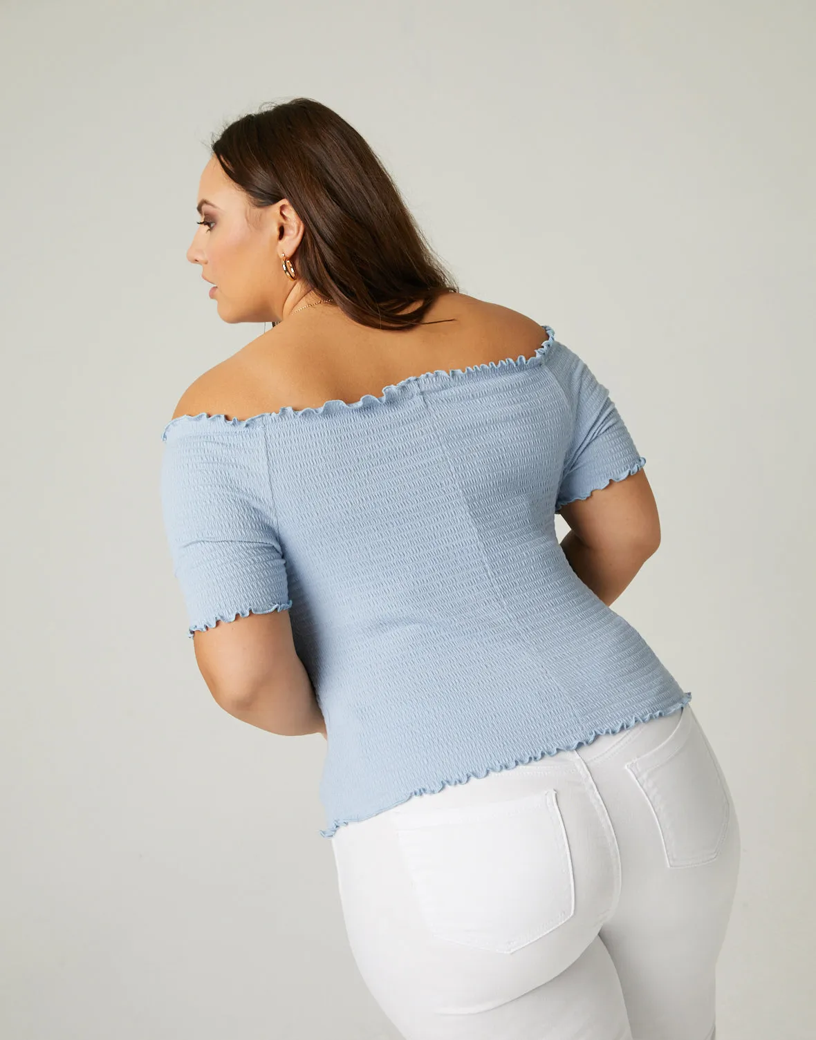 Plus Size Smocked Off The Shoulder Top