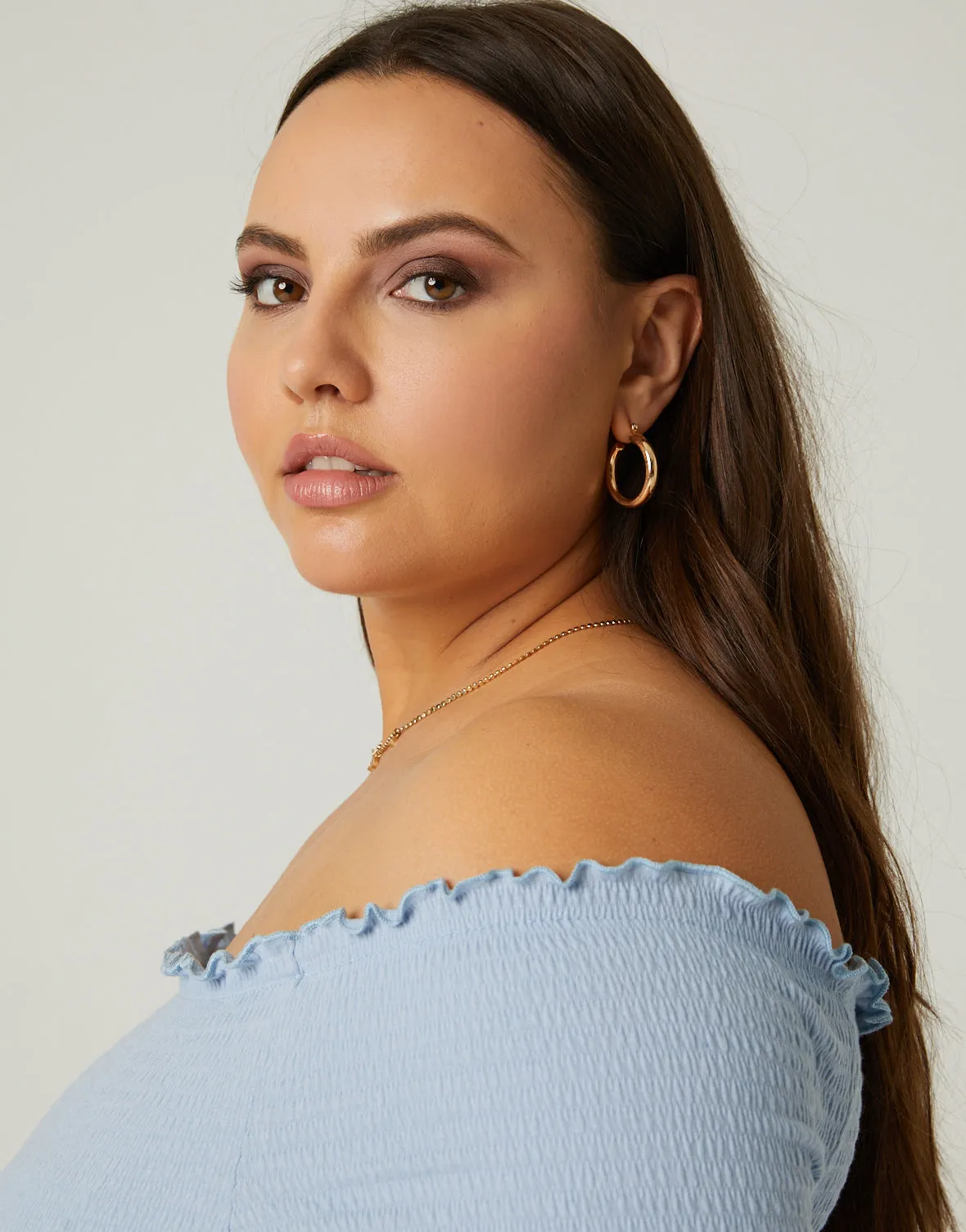 Plus Size Smocked Off The Shoulder Top