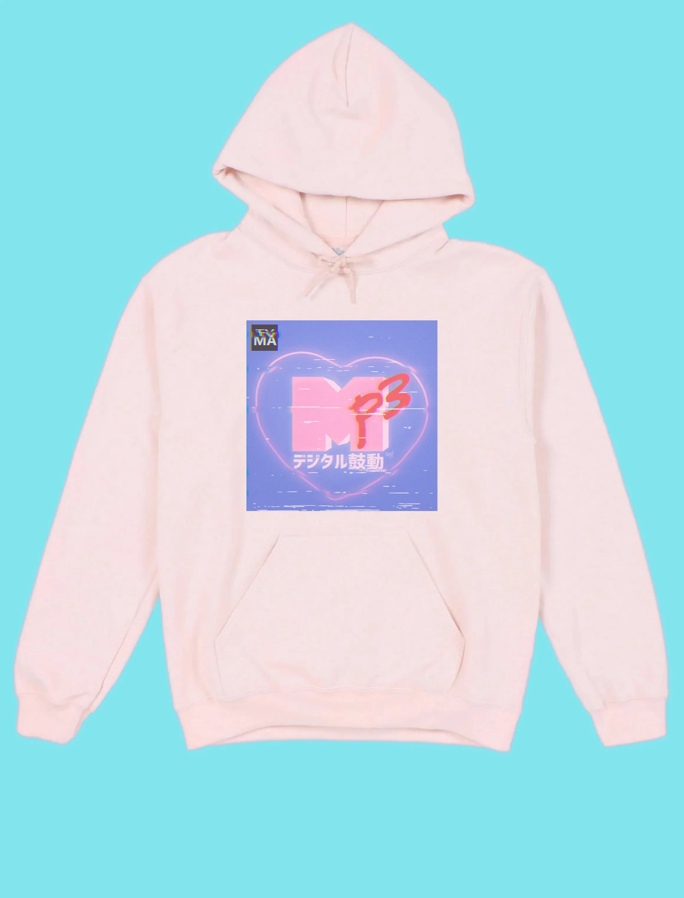 Popkiller Artist Series Warakami Vaporwave MP3 Digital Heartbeat Pullover Hoodie