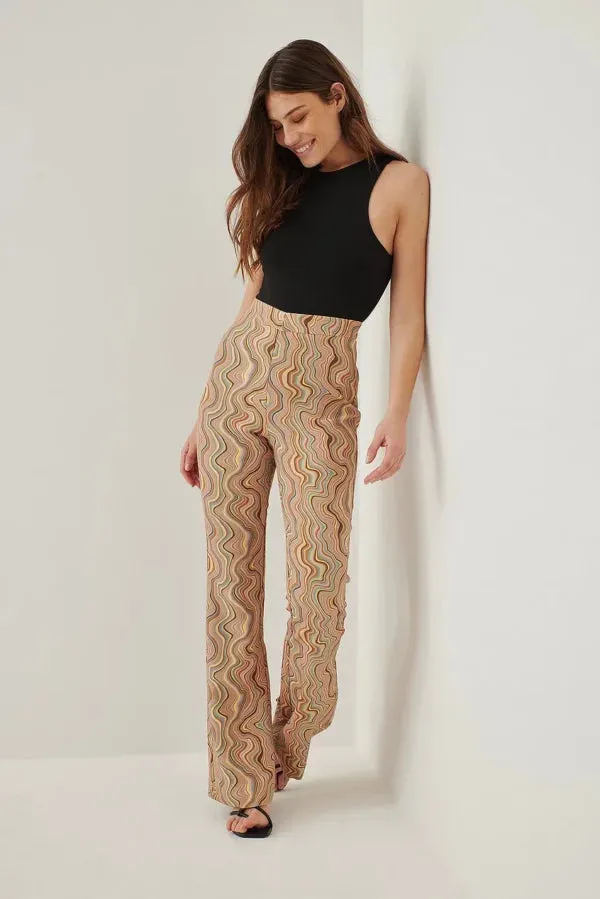 Printed V-shaped Suit Pants