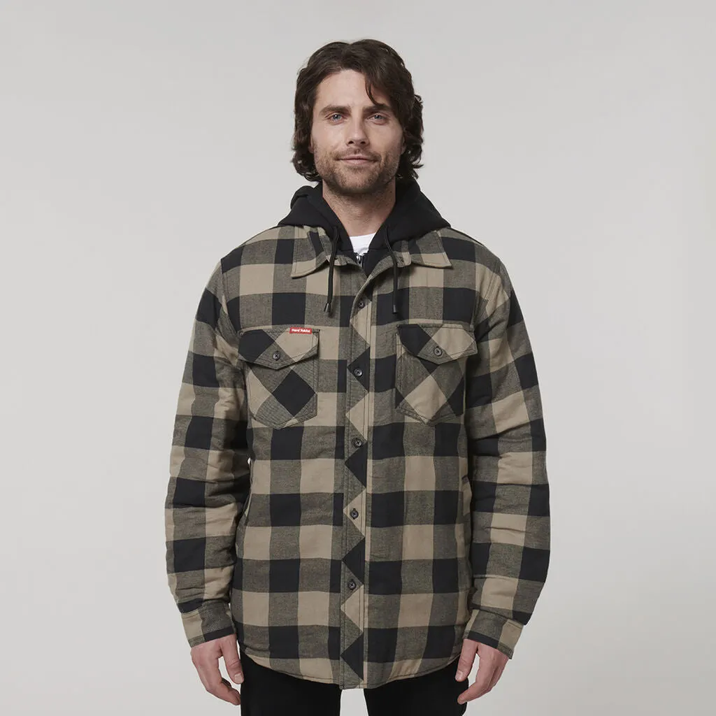 Quilted Flannel Hooded Shacket - Y06690