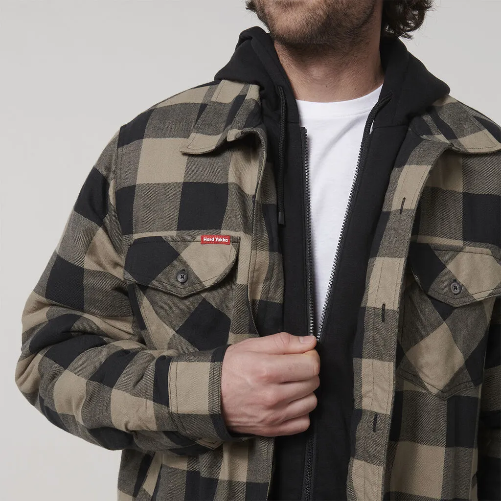 Quilted Flannel Hooded Shacket - Y06690