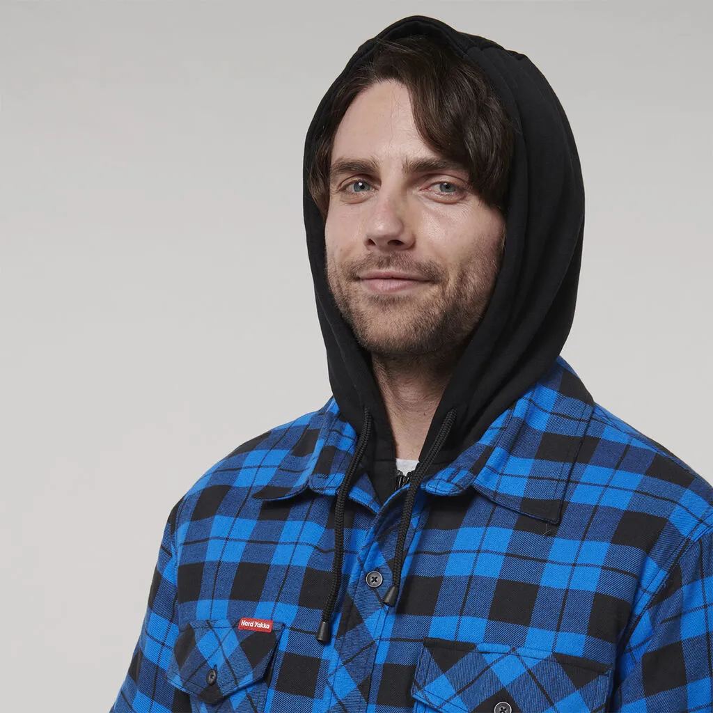 Quilted Flannel Hooded Shacket - Y06690