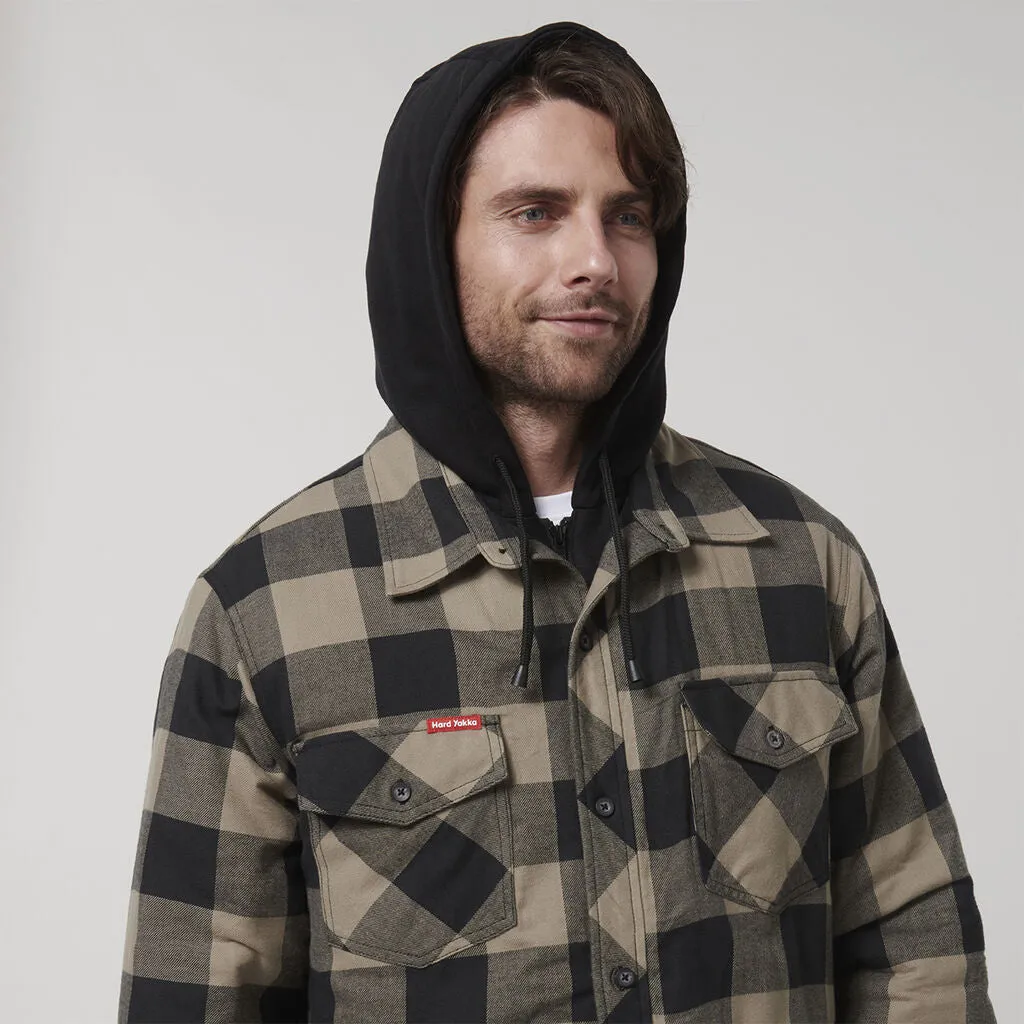 Quilted Flannel Hooded Shacket - Y06690