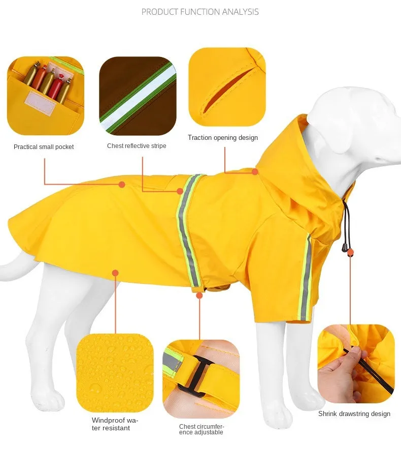 Reflective Windproof Hooded Raincoat Cloak for Dogs