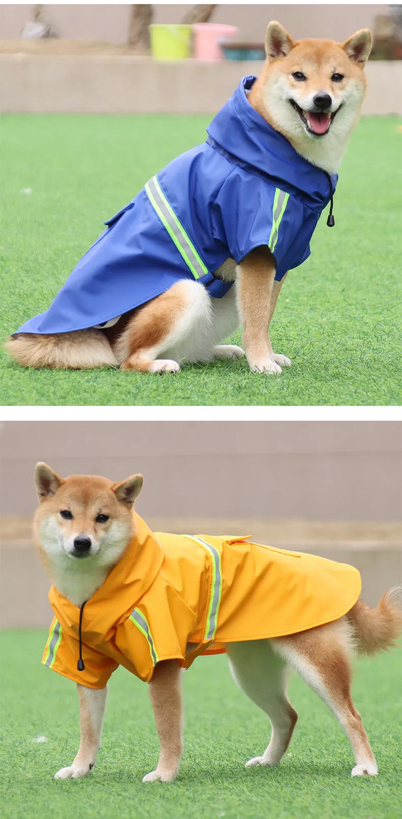 Reflective Windproof Hooded Raincoat Cloak for Dogs