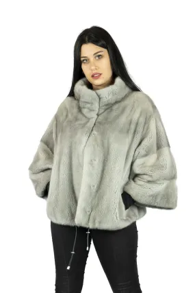 Sapphire Gray Mink Cape Oversize model