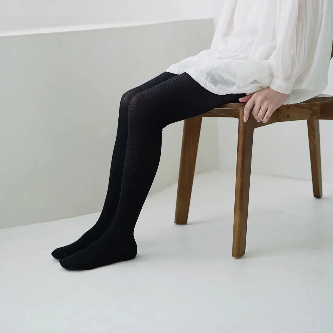 Silk Cotton Ribbed Tights