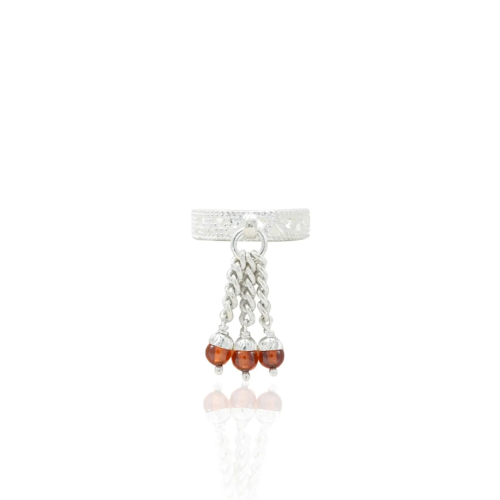 Silver Classical Orange Beads Toe Rings