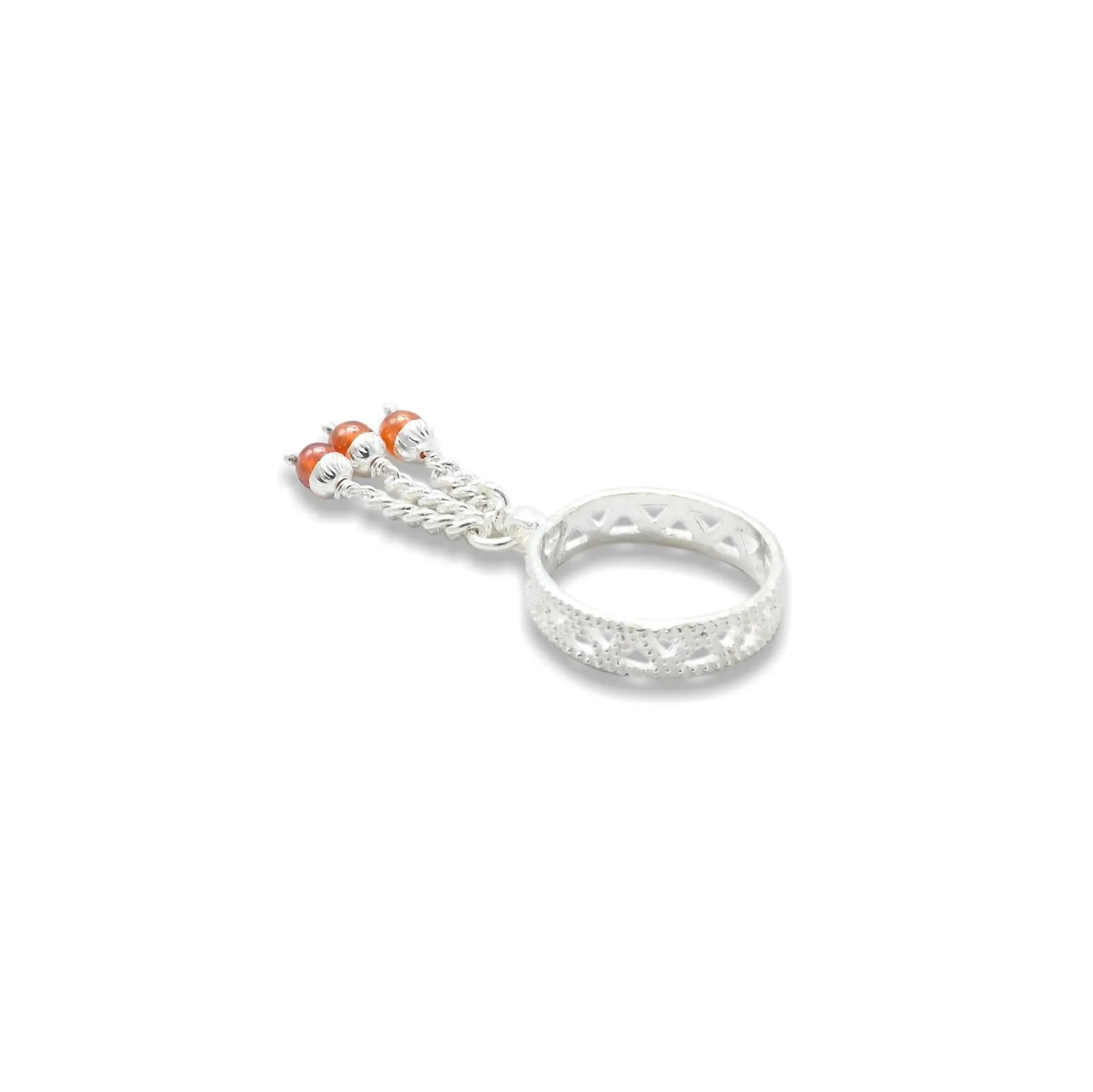 Silver Classical Orange Beads Toe Rings