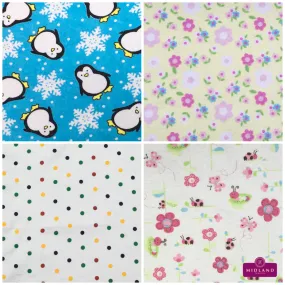 Soft Brushed cotton Winceyette Printed Fabric Many designs M1488