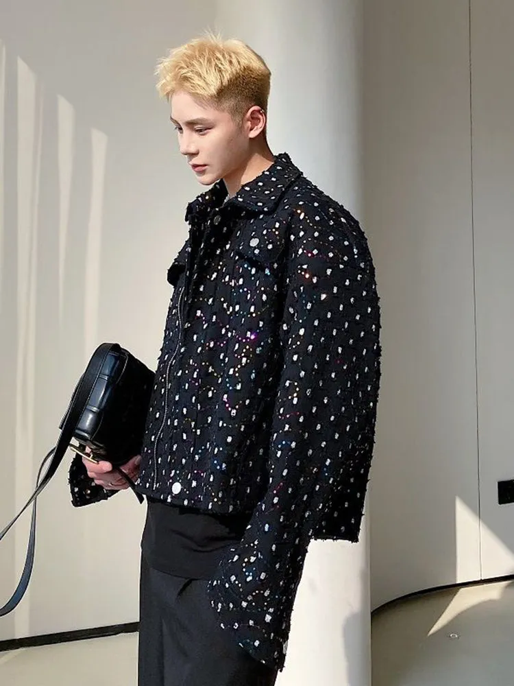 Star Embroidery Sequin Lapel Jacket