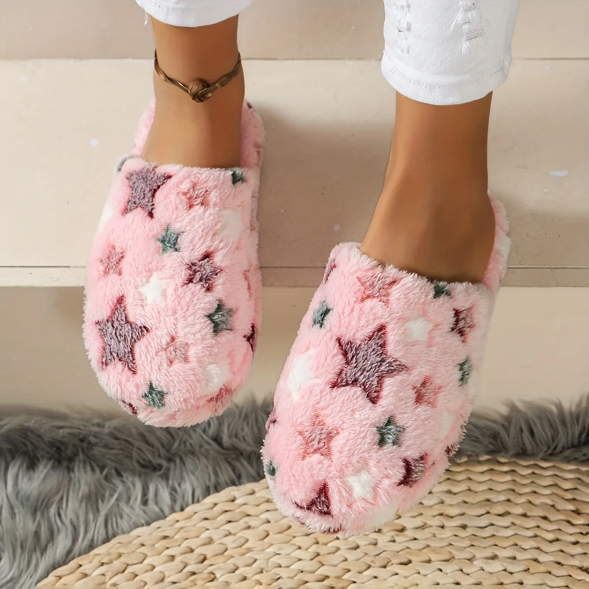 Starry Night Slippers - Ultra-Soft Plush Lining, Cozy Slip-On Design - Anti-Slip Indoor Lounging Shoes for Ultimate Comfort