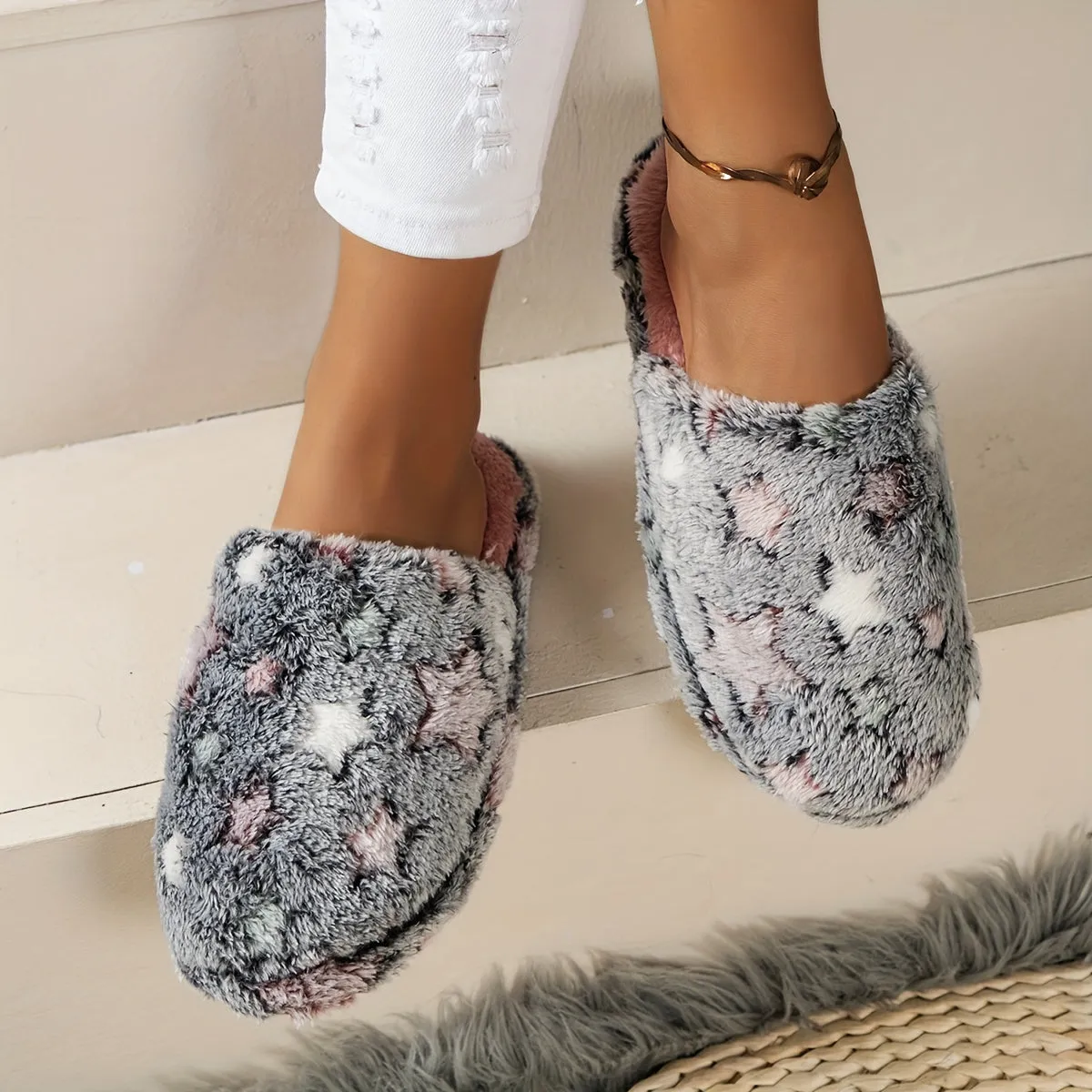 Starry Night Slippers - Ultra-Soft Plush Lining, Cozy Slip-On Design - Anti-Slip Indoor Lounging Shoes for Ultimate Comfort