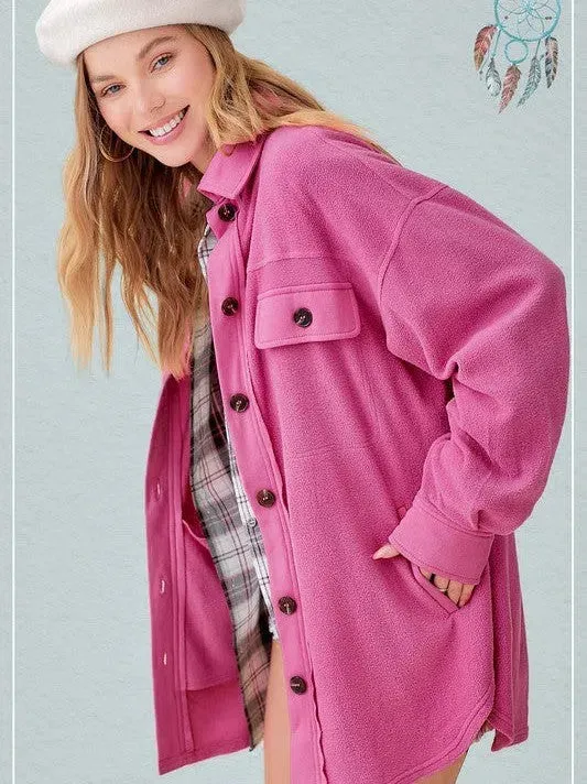 Sunset Cozy Fleece Shacket with Pockets