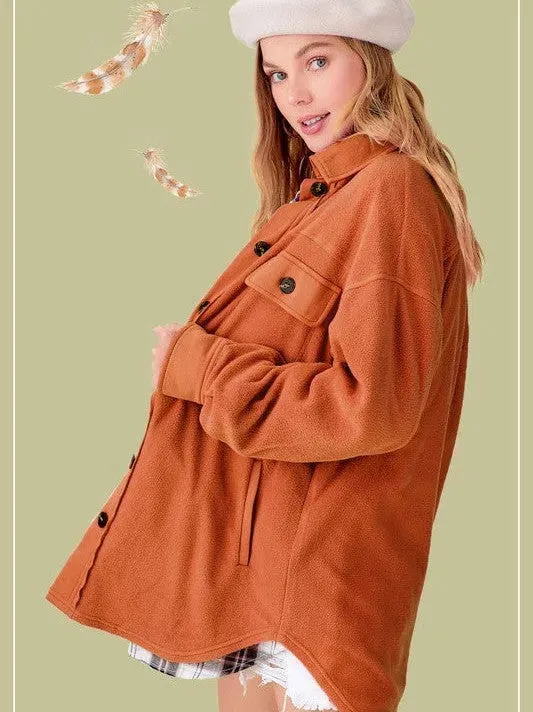 Sunset Cozy Fleece Shacket with Pockets