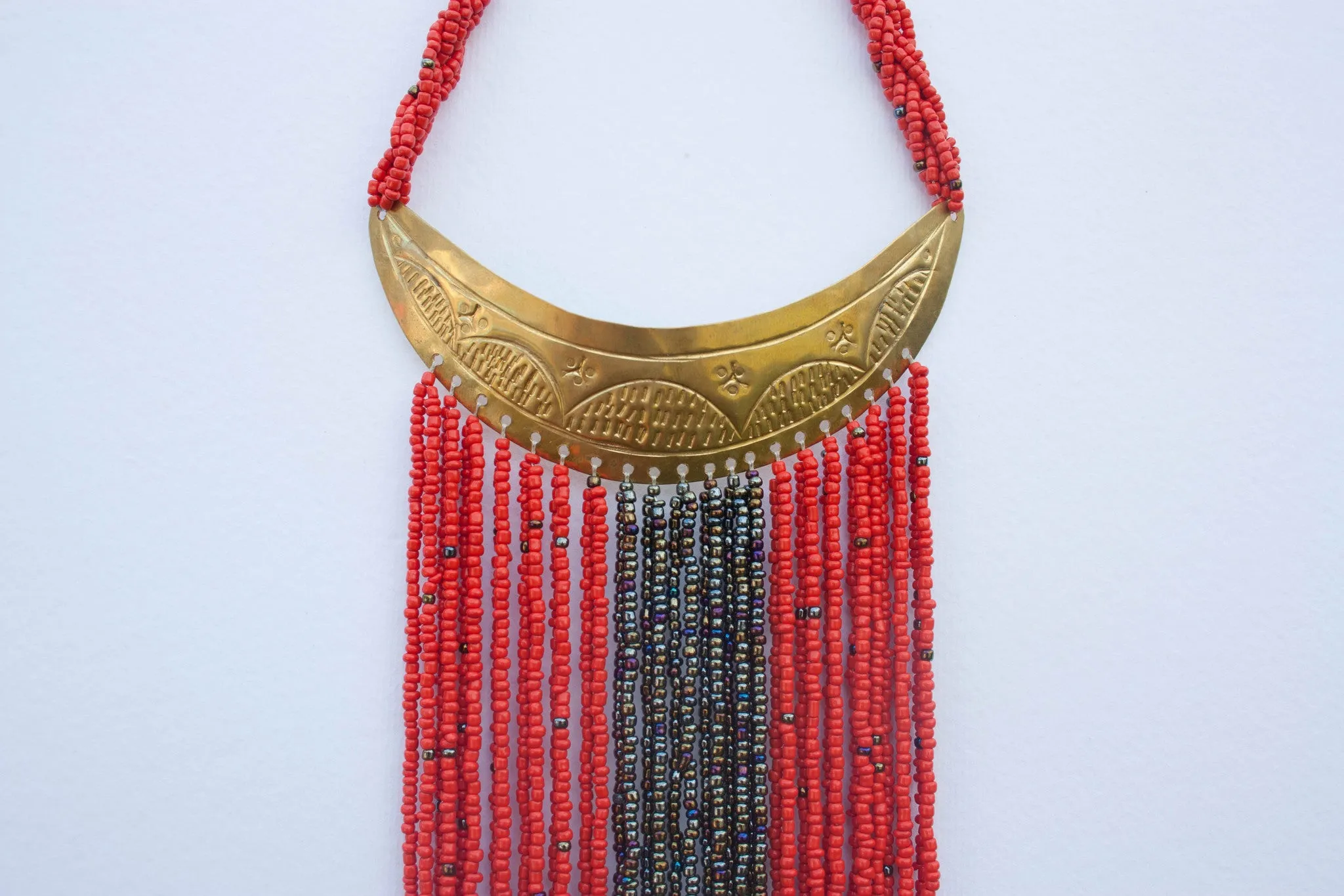 Tassell necklace made with beads.