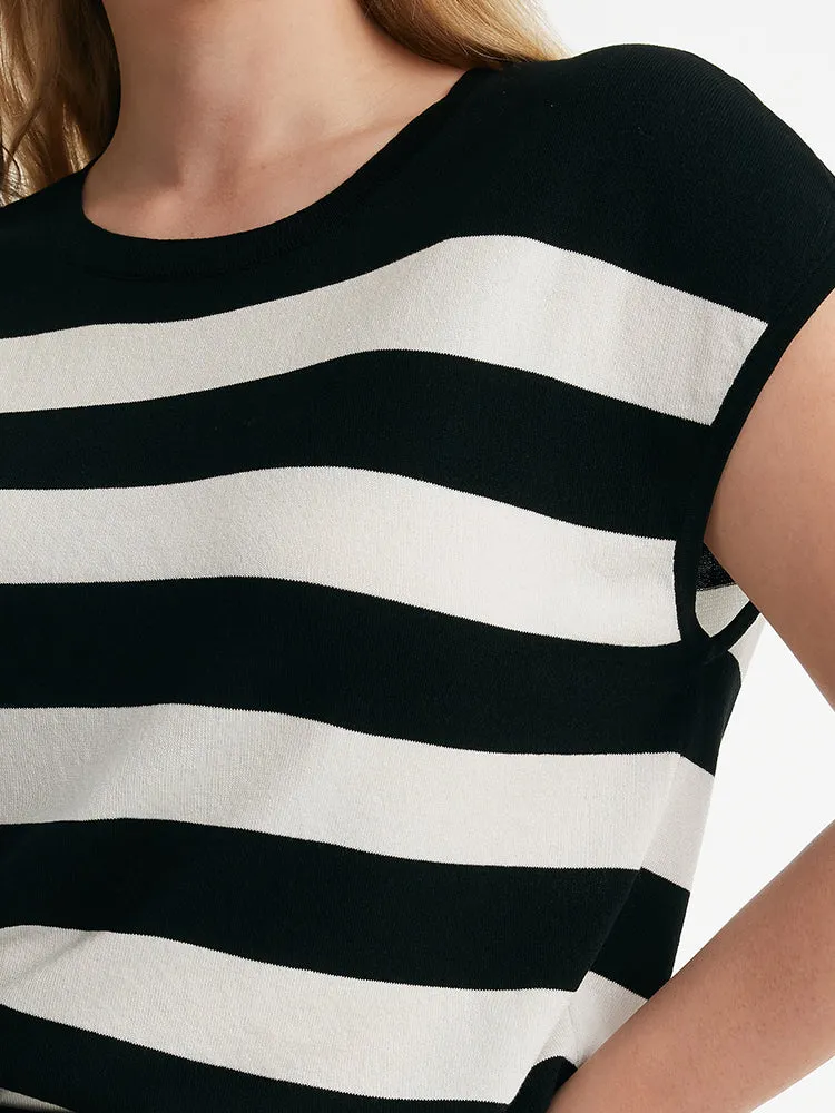 Tencel Striped Knitted Women Tank Top