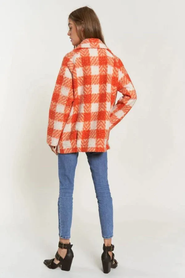 The Buffalo Check Boucle Jacket - Orange