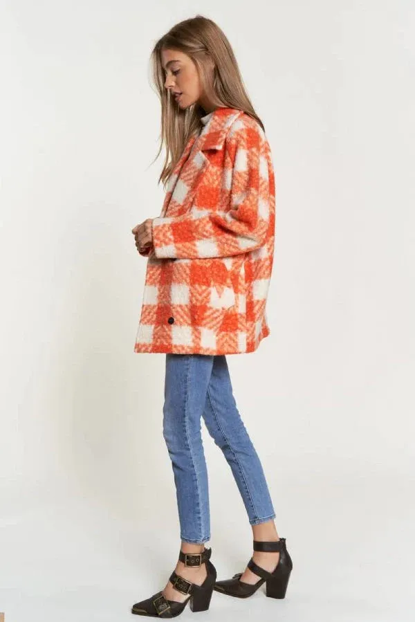 The Buffalo Check Boucle Jacket - Orange