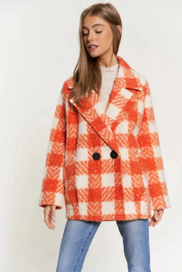 The Buffalo Check Boucle Jacket - Orange