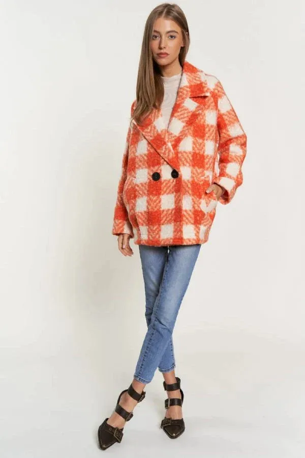 The Buffalo Check Boucle Jacket - Orange