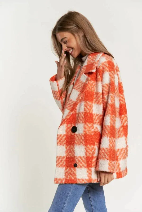 The Buffalo Check Boucle Jacket - Orange