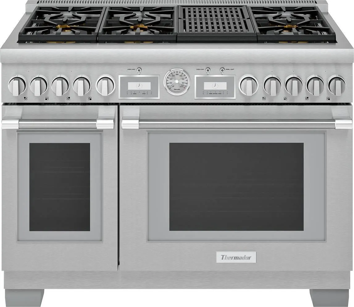 Thermador Pro Grand 48" 6 Burner Integrated Grill Smart SS Gas Range PRG486WLG